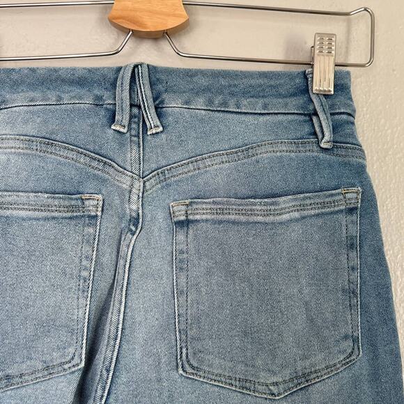 Good American Jeans Women's 0/25 Long Good Flare High Rise Blue Denim Distressed - Picture 7 of 11